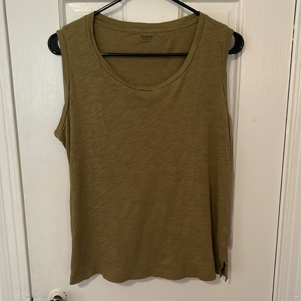 Madewell whisper crewneck tank top olive green